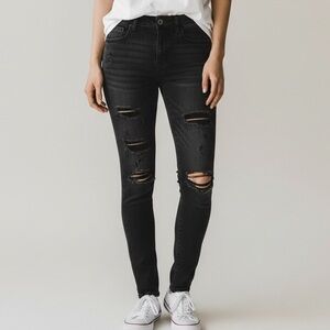 American Eagle Outfitters Black Distressed Skinny Jeans